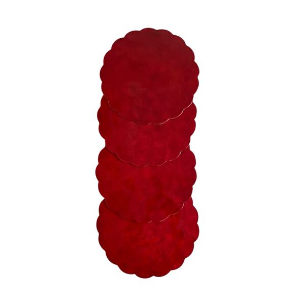 Neiman Marcus Red Round Capiz Shell Placemats 14in Set of 4 $190 NEW - Picture 2 of 10